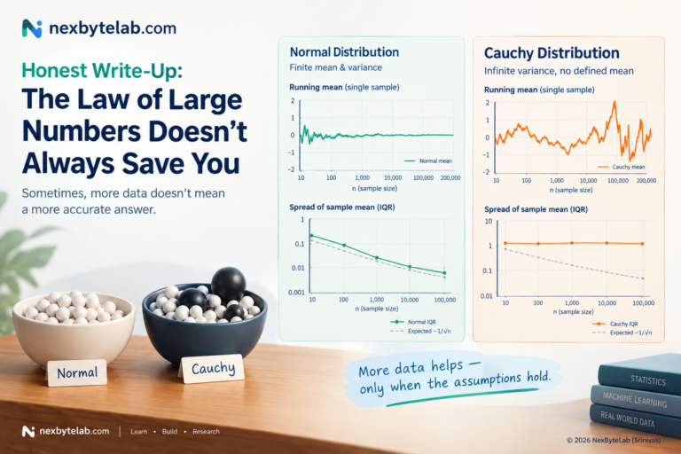 Law of Large Numbers failure: Normal distribution convergence versus unstable Cauchy sample means